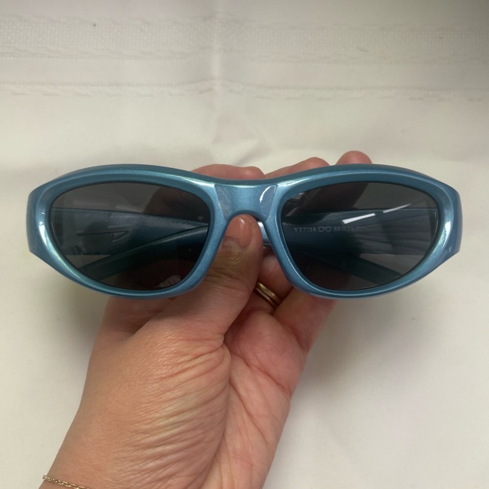 Shiny Teal Blue Oversized Sunglasses